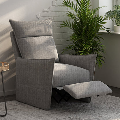 Manual-Push Standard Recliner with Storage Solid Color Recliner Chair with Footrest Linen Gray Clearhalo 'Chairs & Seating' 'furn' 'furn_recliners' 'Furniture' 'Living Room Furniture' 'Recliners' 7179795