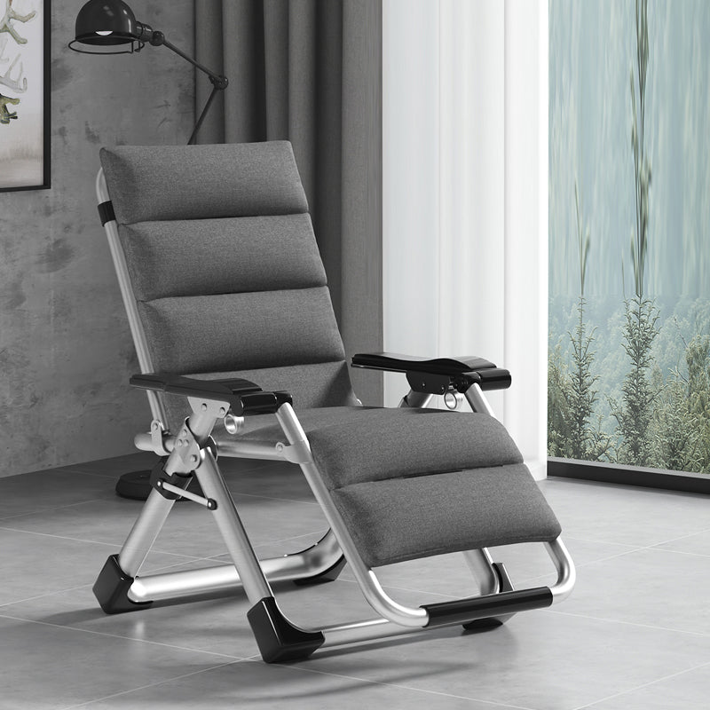 Contemporary Cotton Blend Standard Recliner Foldable Recliner Chair Silver Gray Clearhalo 'Chairs & Seating' 'furn' 'furn_recliners' 'Furniture' 'Living Room Furniture' 'Recliners' 7179804