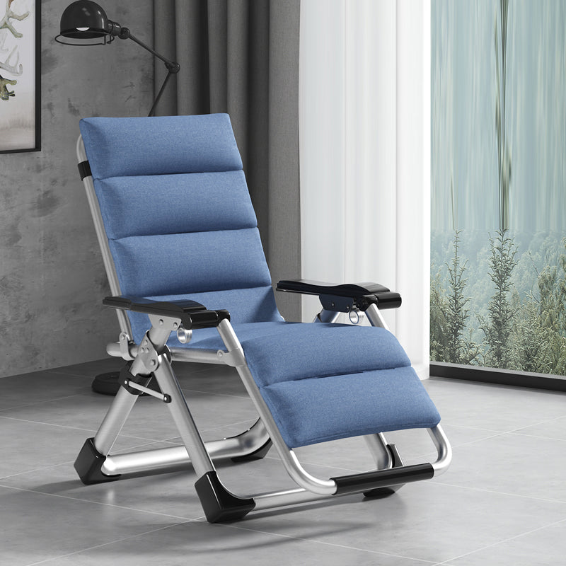 Contemporary Cotton Blend Standard Recliner Foldable Recliner Chair Blue-Silver Clearhalo 'Chairs & Seating' 'furn' 'furn_recliners' 'Furniture' 'Living Room Furniture' 'Recliners' 7179806