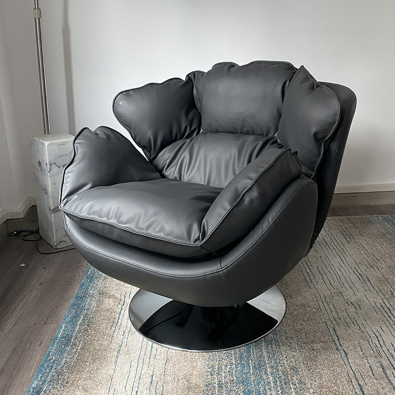 Sedia reclinabile in metallo in metallo in pelle di colore in faux a colori solidi