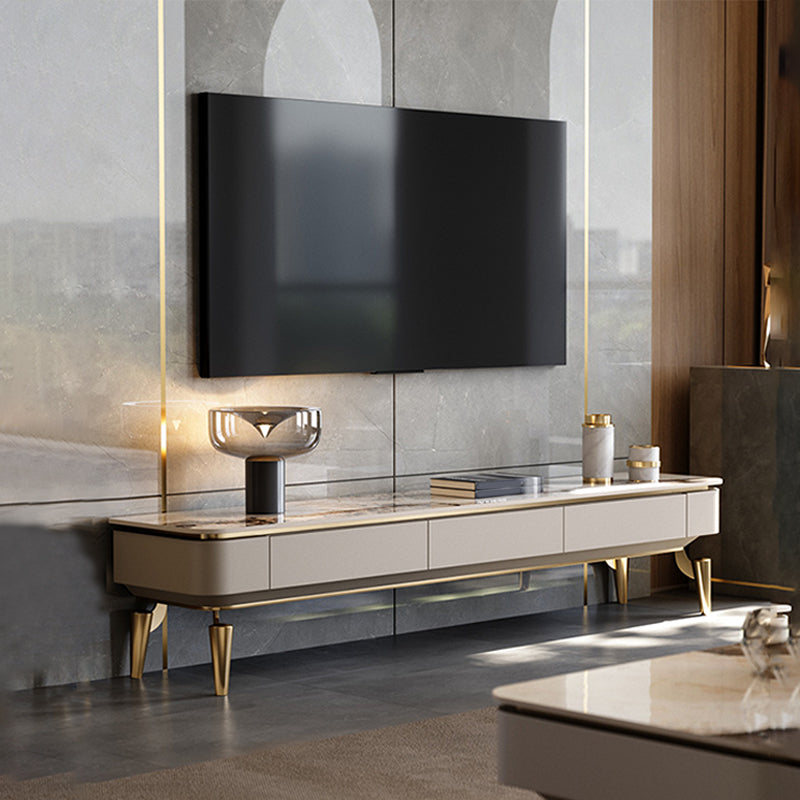 Enclosed Storage TV Media Console Glam Media Console with 3 Drawers 87"L x 16"W x 16"H Clearhalo 'furn' 'furn_tv_stands_entertainment_centers' 'Furniture' 'Living Room Furniture' 'TV Stands & Entertainment Centers' 'TV Stands & Media Storage Furniture' 'tv_stands_entertainment_centers' 7181576