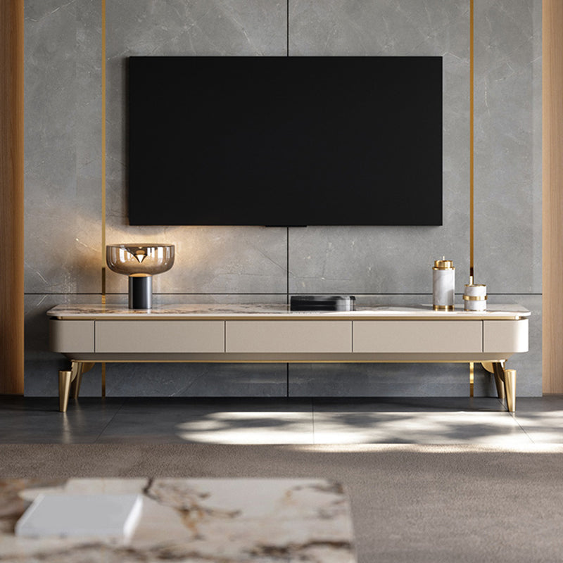 Enclosed Storage TV Media Console Glam Media Console with 3 Drawers 94.5"L x 16"W x 16"H Clearhalo 'furn' 'furn_tv_stands_entertainment_centers' 'Furniture' 'Living Room Furniture' 'TV Stands & Entertainment Centers' 'TV Stands & Media Storage Furniture' 'tv_stands_entertainment_centers' 7181578