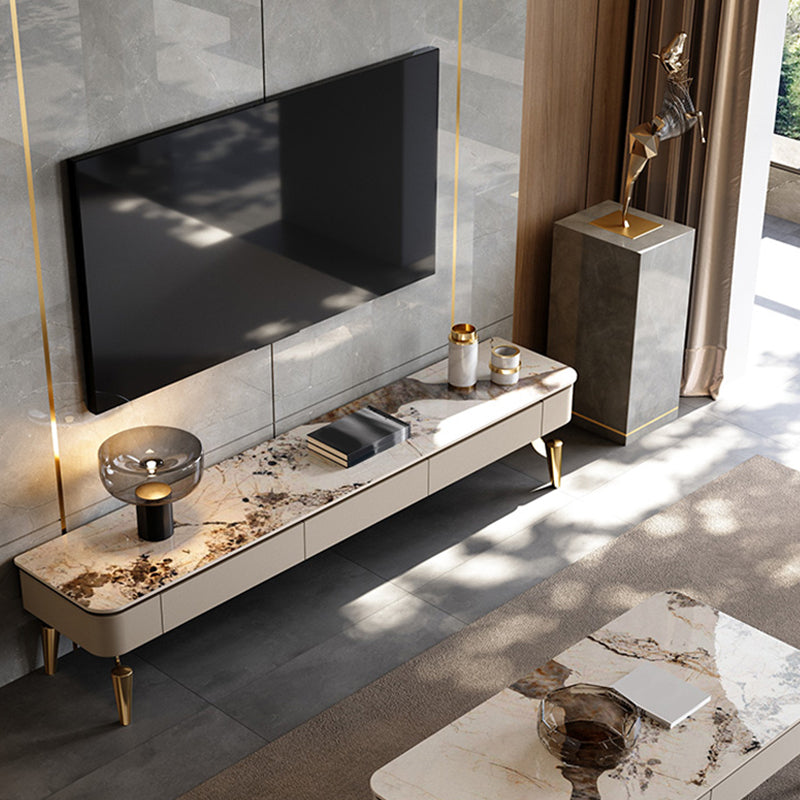 Stone Media Console Glam Cable Management TV Console with Drawers Clearhalo 'furn' 'furn_tv_stands_entertainment_centers' 'Furniture' 'Living Room Furniture' 'TV Stands & Entertainment Centers' 'TV Stands & Media Storage Furniture' 'tv_stands_entertainment_centers' 7181605