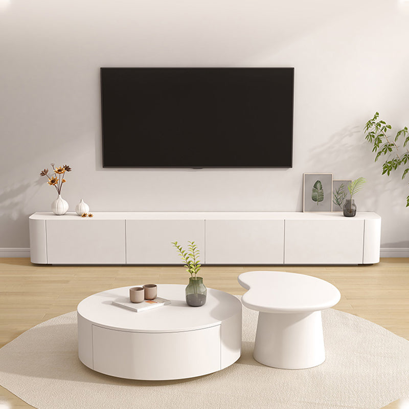 White Faux Wood Media Console Contemporary TV Stand Console with Drawers Clearhalo 'furn' 'furn_tv_stands_entertainment_centers' 'Furniture' 'Living Room Furniture' 'TV Stands & Entertainment Centers' 'TV Stands & Media Storage Furniture' 'tv_stands_entertainment_centers' 7181615