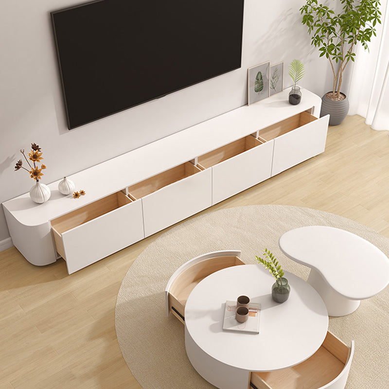 White Faux Wood Media Console Contemporary TV Stand Console with Drawers Clearhalo 'furn' 'furn_tv_stands_entertainment_centers' 'Furniture' 'Living Room Furniture' 'TV Stands & Entertainment Centers' 'TV Stands & Media Storage Furniture' 'tv_stands_entertainment_centers' 7181620