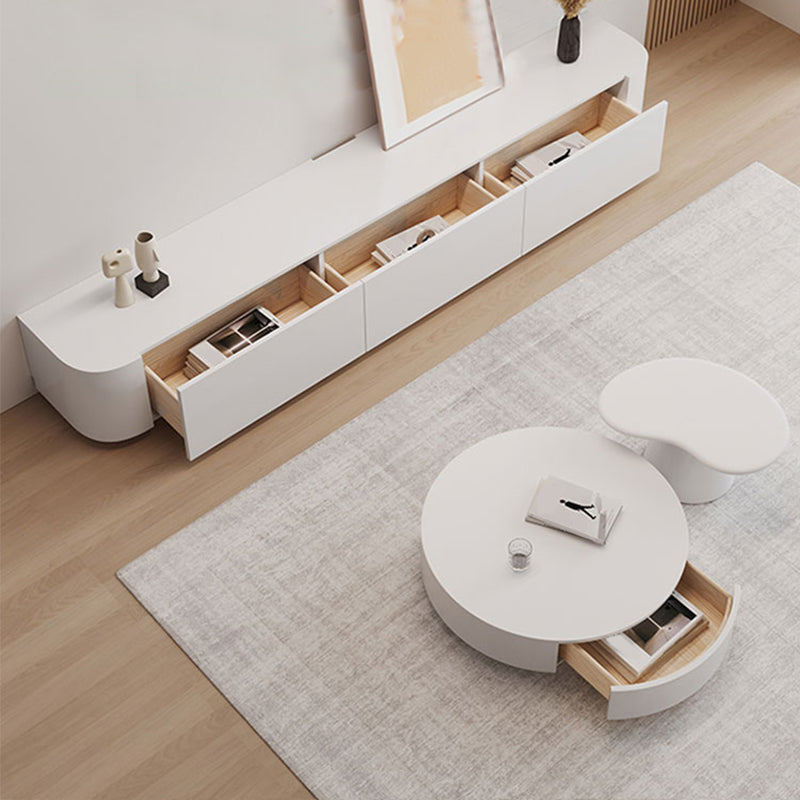 White Faux Wood Media Console Contemporary TV Stand Console with Drawers Clearhalo 'furn' 'furn_tv_stands_entertainment_centers' 'Furniture' 'Living Room Furniture' 'TV Stands & Entertainment Centers' 'TV Stands & Media Storage Furniture' 'tv_stands_entertainment_centers' 7181622
