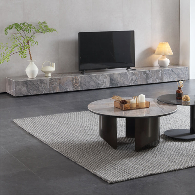 Brown Stone TV Stand Console Contemporary Media Console with Drawers Clearhalo 'furn' 'furn_tv_stands_entertainment_centers' 'Furniture' 'Living Room Furniture' 'TV Stands & Entertainment Centers' 'TV Stands & Media Storage Furniture' 'tv_stands_entertainment_centers' 7181638