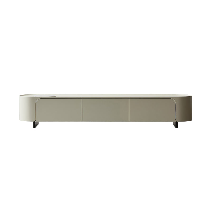 Stone TV Media Console Contemporary Media Console with 3 Drawers 87"L x 16"W x 16"H White Clearhalo 'furn' 'furn_tv_stands_entertainment_centers' 'Furniture' 'Living Room Furniture' 'TV Stands & Entertainment Centers' 'TV Stands & Media Storage Furniture' 'tv_stands_entertainment_centers' 7181655