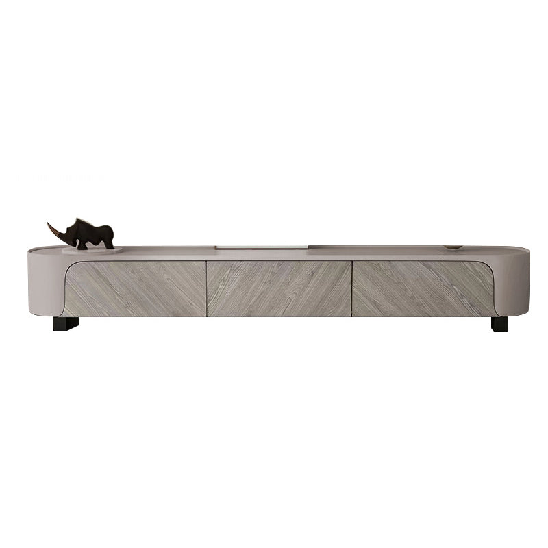 Stone TV Media Console Contemporary Media Console with 3 Drawers 87"L x 16"W x 16"H Grey Clearhalo 'furn' 'furn_tv_stands_entertainment_centers' 'Furniture' 'Living Room Furniture' 'TV Stands & Entertainment Centers' 'TV Stands & Media Storage Furniture' 'tv_stands_entertainment_centers' 7181660