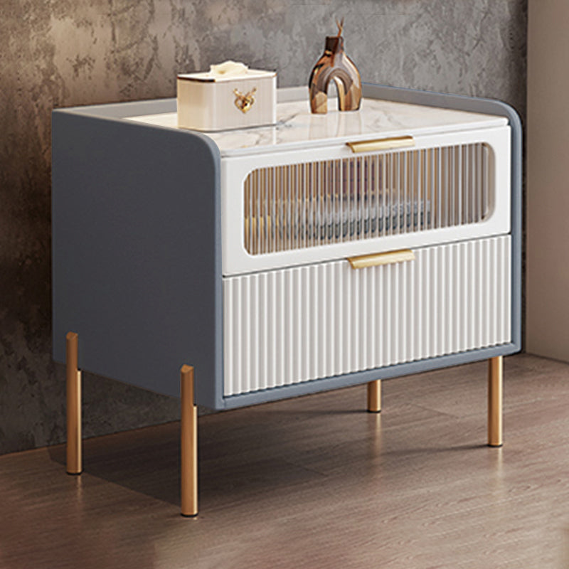 Comodini del letto glam del cabinetto del comodino in pietra con 2 cassetti