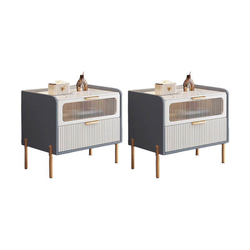 Comodini del letto glam del cabinetto del comodino in pietra con 2 cassetti