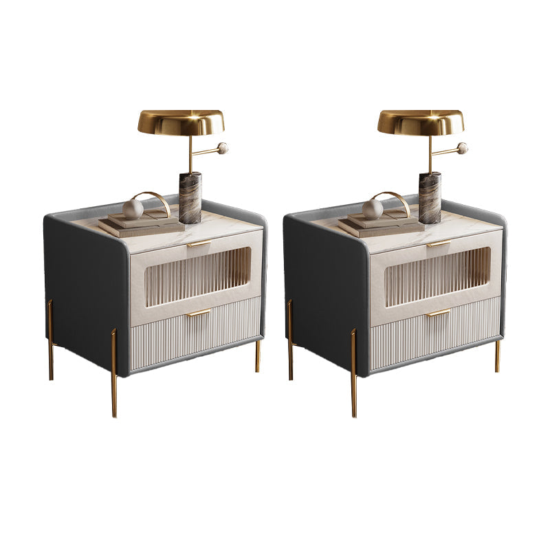 Comodini del letto glam del cabinetto del comodino in pietra con 2 cassetti