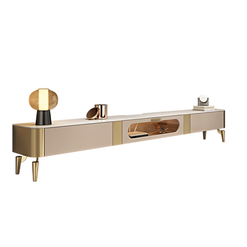 Glam TV Stand Console Stone Brown Media Console with Drawers 94.5"L x 16"W x 16"H Clearhalo 'furn' 'furn_tv_stands_entertainment_centers' 'Furniture' 'Living Room Furniture' 'TV Stands & Entertainment Centers' 'TV Stands & Media Storage Furniture' 'tv_stands_entertainment_centers' 7184665
