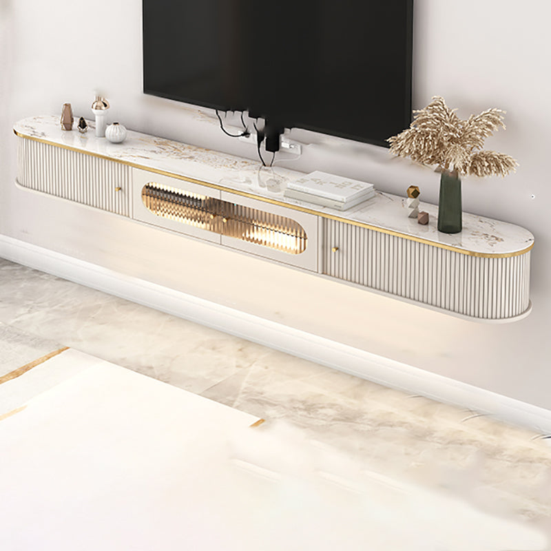 Glam TV Media Console Stone TV Stand Console for Living Room 87"L x 12"W x 12"H Clearhalo 'furn' 'furn_tv_stands_entertainment_centers' 'Furniture' 'Living Room Furniture' 'TV Stands & Entertainment Centers' 'TV Stands & Media Storage Furniture' 'tv_stands_entertainment_centers' 7184685