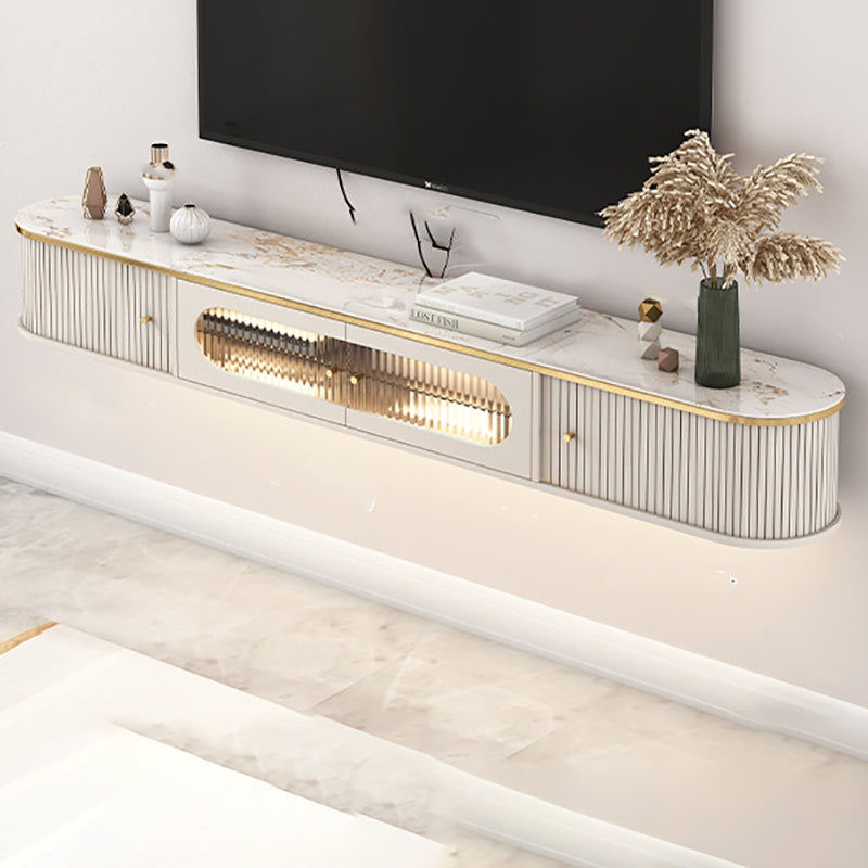 Glam TV Media Console Stone TV Stand Console for Living Room 71"L x 12"W x 12"H Clearhalo 'furn' 'furn_tv_stands_entertainment_centers' 'Furniture' 'Living Room Furniture' 'TV Stands & Entertainment Centers' 'TV Stands & Media Storage Furniture' 'tv_stands_entertainment_centers' 7184688