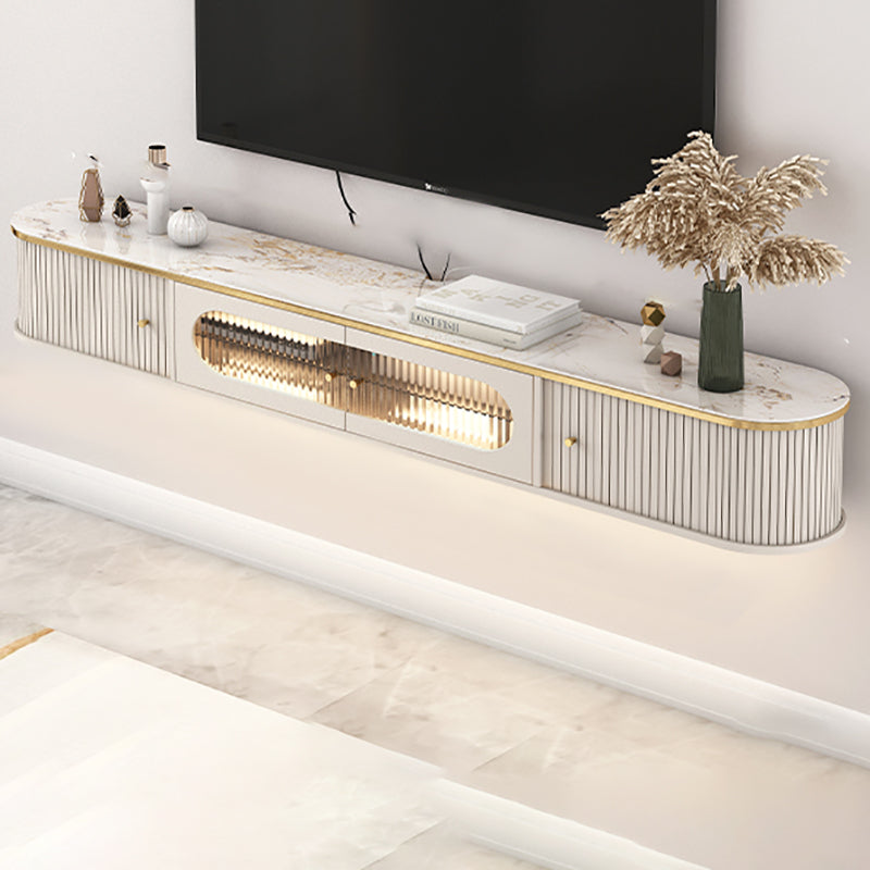 Glam TV Media Console Stone TV Stand Console for Living Room 63"L x 12"W x 12"H Clearhalo 'furn' 'furn_tv_stands_entertainment_centers' 'Furniture' 'Living Room Furniture' 'TV Stands & Entertainment Centers' 'TV Stands & Media Storage Furniture' 'tv_stands_entertainment_centers' 7184690