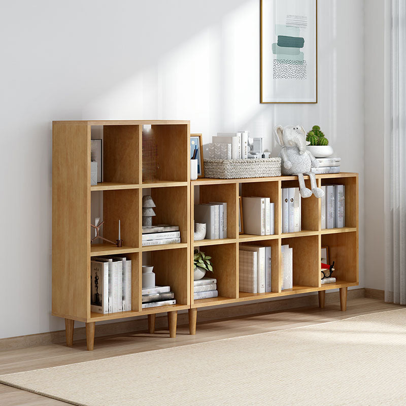 Modern Style Open Back Bookshelf Solid Wood Bookcase with Shelves
