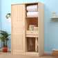 Modern Freestanding Wardrobe Pine Solid Wood Wardrobe with Drawer