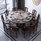 Gray Stone Top Dinette Table with Wooden Base Brown Round Home Dining Table