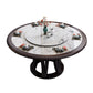 Gray Stone Top Dinette Table with Wooden Base Brown Round Home Dining Table