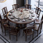 Gray Stone Top Dinette Table with Wooden Base Brown Round Home Dining Table