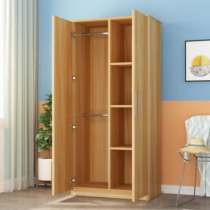 Contemporary Style Wardrobe Closet Wood Combination Armoire for Bedroom 31"L x 16"W x 71"H Natural