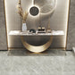 Glam Rectangle Console Table Golden Stone Console Sofa Table for Hall