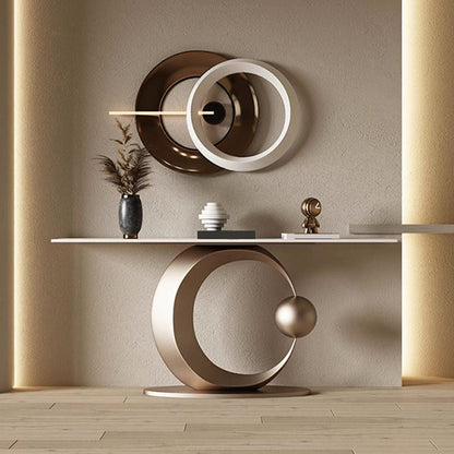 Glam Rectangle Accent Table Stone Console Sofa Table for Hall 55"L x 16"W x 33"H Clearhalo 'Console Tables' 'console_tables' 'Entry & Mudroom Furniture' 'furn' 'furn_console_tables' 'Furniture' 7185209