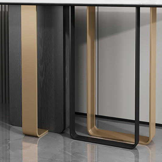 Glam Stone Accent Table Rectangle Console Sofa Table for Hall