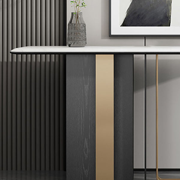 Glam Stone Accent Table Rectangle Console Sofa Table for Hall