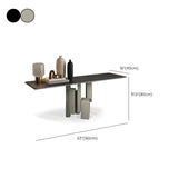 Modern Rectangular Console Table Stone Console Sofa Table in Grey/Black