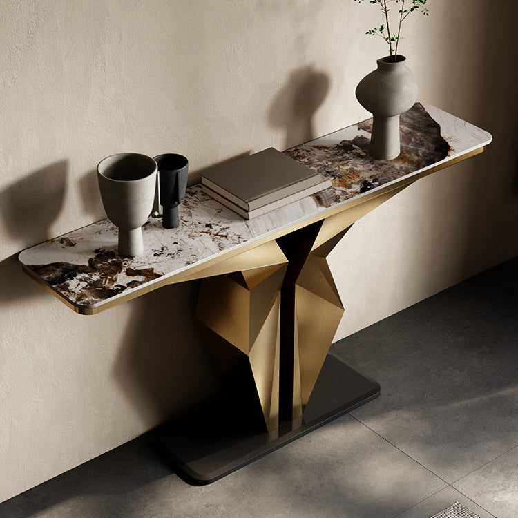 Glam Metal Console Table Rectangle Console Sofa Table for Hall Clearhalo 'Console Tables' 'console_tables' 'Entry & Mudroom Furniture' 'furn' 'furn_console_tables' 'Furniture' 7185262