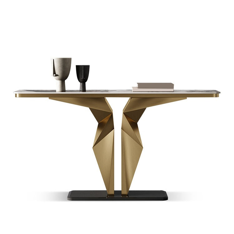 Glam Metal Console Table Rectangle Console Sofa Table for Hall Clearhalo 'Console Tables' 'console_tables' 'Entry & Mudroom Furniture' 'furn' 'furn_console_tables' 'Furniture' 7185263