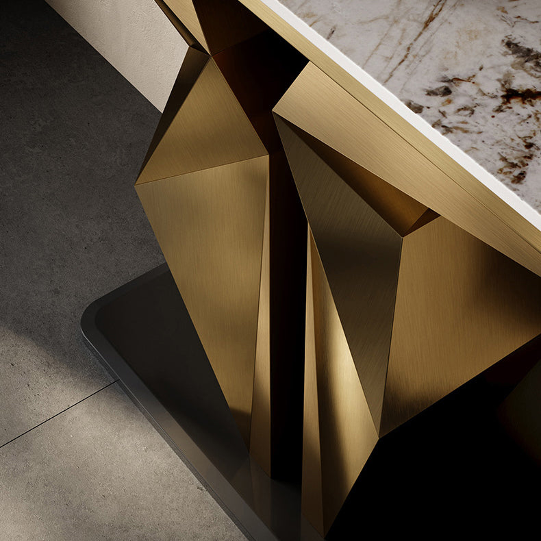 Glam Metal Console Table Rectangle Console Sofa Table for Hall Clearhalo 'Console Tables' 'console_tables' 'Entry & Mudroom Furniture' 'furn' 'furn_console_tables' 'Furniture' 7185267