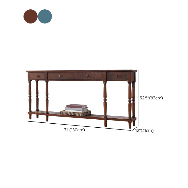 Mid Century Modern Wood Console Table Drawers Included Console Sofa Table for Hall