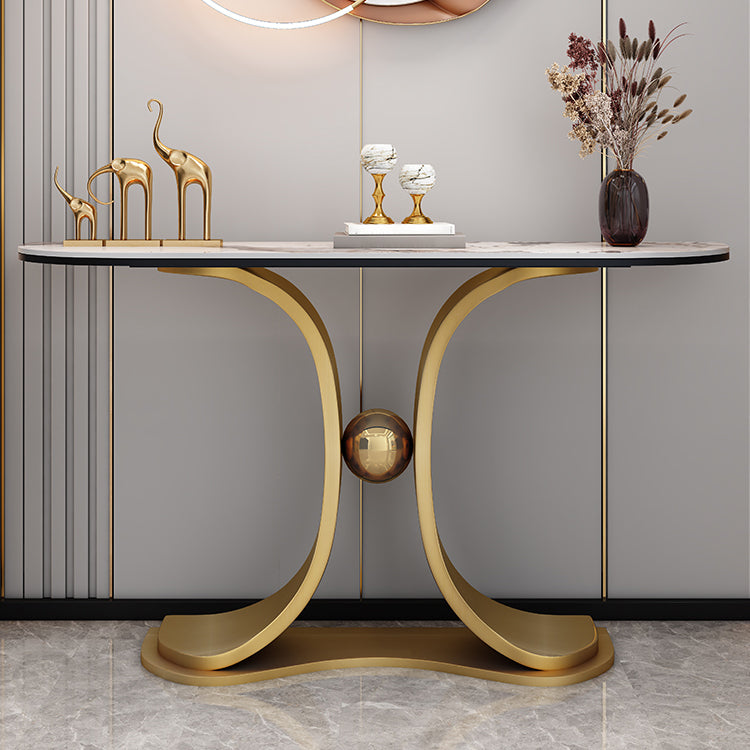 Tavolo console glam a mezza luna di divano console in pietra per hall