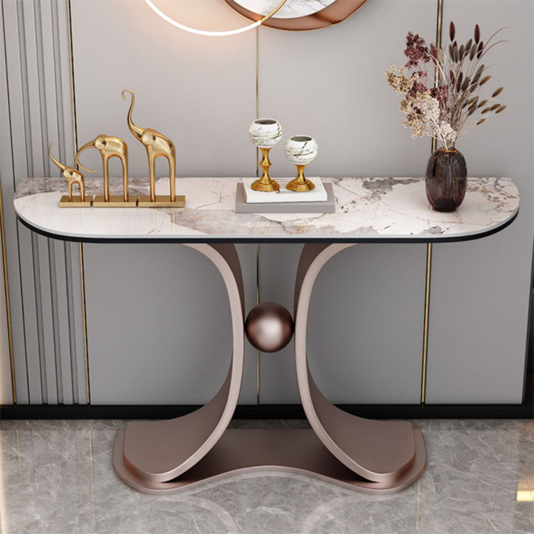 Tavolo console glam a mezza luna di divano console in pietra per hall