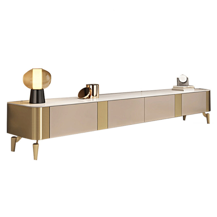Glam TV Stand Console Stone Brown Media Console with Drawers 94.5"L x 16"W x 16.5"H Clearhalo 'furn' 'furn_tv_stands_entertainment_centers' 'Furniture' 'Living Room Furniture' 'TV Stands & Entertainment Centers' 'TV Stands & Media Storage Furniture' 'tv_stands_entertainment_centers' 7185340