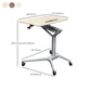 Modern Style Wood Office Desk Rectangular Shape Movable Table with Wheels for Office