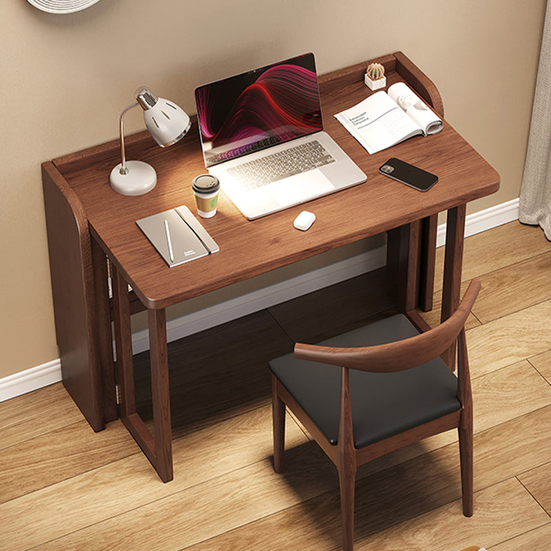 Contemporary Rubber Wood Writing Desk Folding Sled Base Office Desk 48.4"L x 22.4"W x 29.5"H Walnut Clearhalo 'furn' 'furn_office_desk' 'Furniture' 'Office Desks' 'Office Furniture' 'office_desk' 7185553