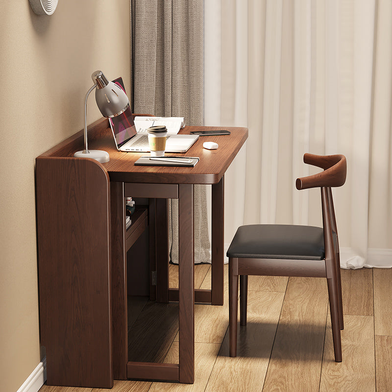 Contemporary Rubber Wood Writing Desk Folding Sled Base Office Desk 40.6"L x 22.4"W x 29.5"H Walnut Clearhalo 'furn' 'furn_office_desk' 'Furniture' 'Office Desks' 'Office Furniture' 'office_desk' 7185557