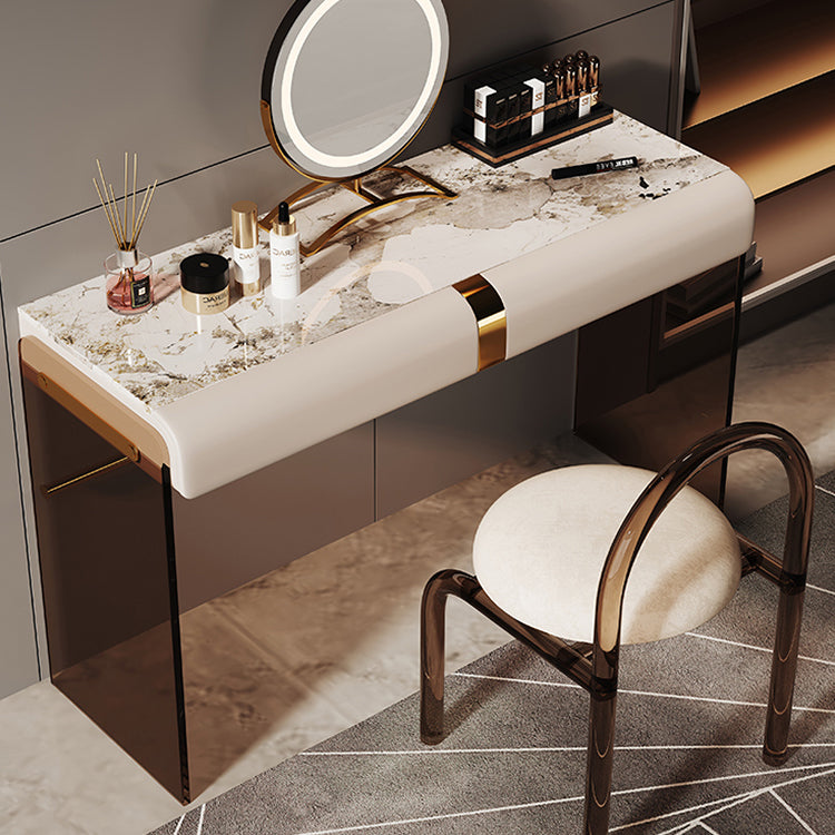 Scandinavian 30.7" Height Slate Top Table Makeup Vanity with Drawers