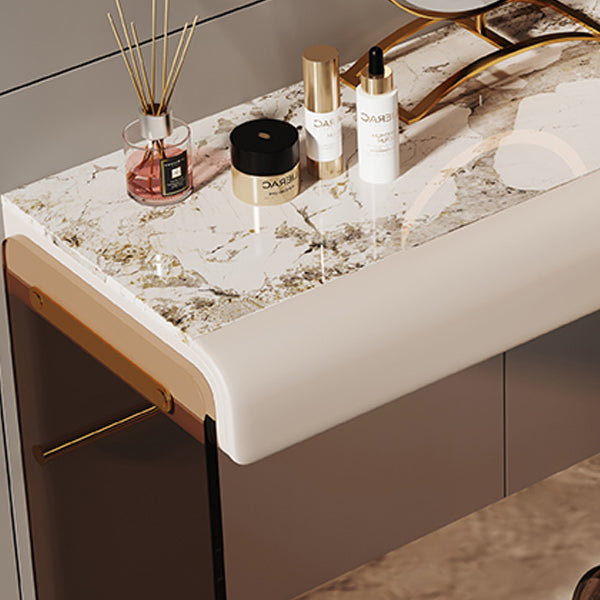 Scandinavian 30.7" Height Slate Top Table Makeup Vanity with Drawers