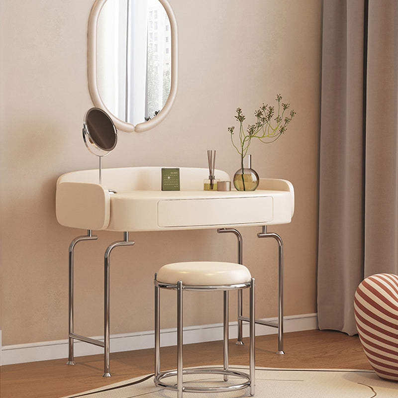 Vanity di trucco in legno massello scandinavo in stile glam bianco per camera da letto
