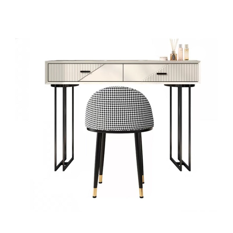 Scantina scandinava di vanità bianca in pietra a 5 cassetti da toeletta da toeletta