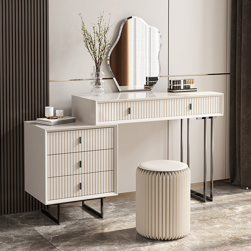 Moderne Stone White Vanity Desk 5-Drawers ijdelheid kleedtafel