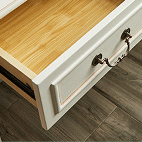 Sgabello da toeletta per trucco per vanità in legno massiccio vittoriano con specchio in bianco