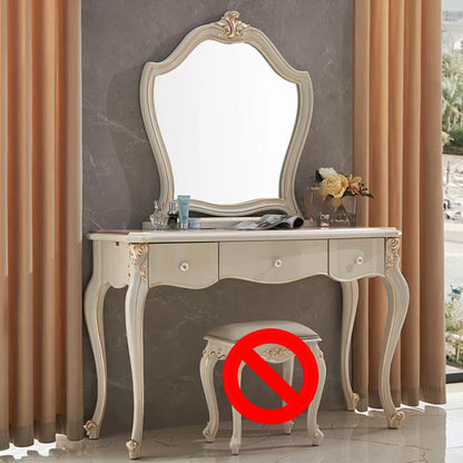 3-Drawers Mirror Table Dressing Table Victorian Solid Wood Make-up Vanity Makeup Vanity & Mirror Grey Clearhalo 'Bedroom Furniture' 'furn' 'furn_makeup_vanities' 'Furniture' 'Makeup Vanities' 'makeup_vanities' 7185926