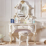 Mirror & 5 Drawers Makeup Vanity Dressing Table Solid Wood Dresser