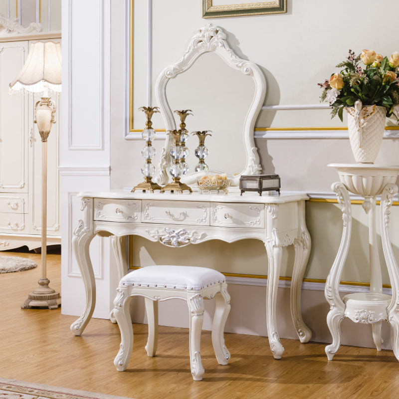 Victorian 19.68 "tavolo da trucco largo in legno massiccio di trucco con cassetti con cassetti